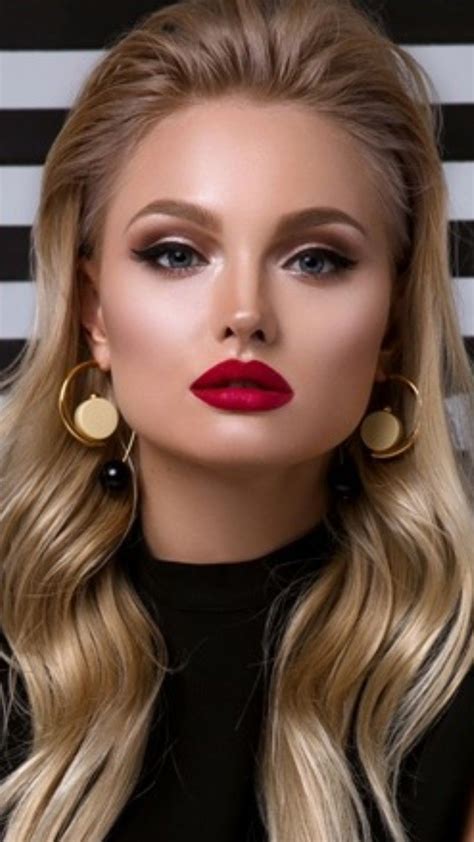 pin by joel p on beauty and makeup blonde hair red lips hair makeup