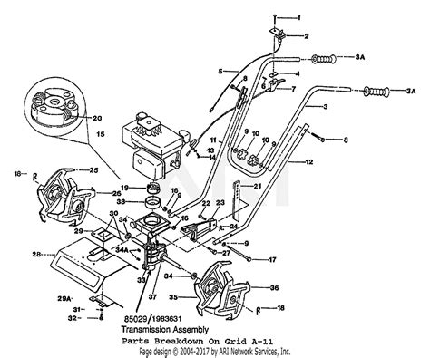 troy bilt  hp roto tiller sn   parts diagram  main assembly