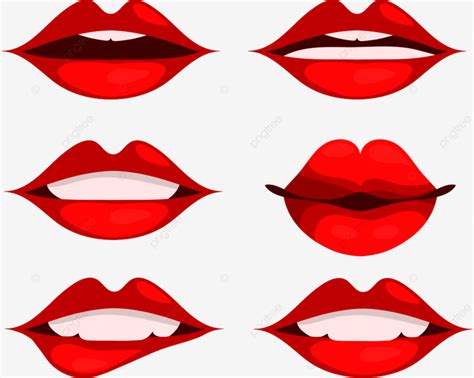 Gambar Bibir Wanita Mengatur Vektor Bibir Wow Mengkilap Kecantikan