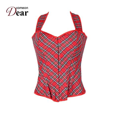 buy comeondear aa2716 red plaid burlesque lingerie