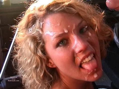 Curly Blonde With Cum All Over Her Face Facial Fun
