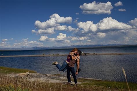 yellowstone national park couple takes kissing photos around the world popsugar love and sex