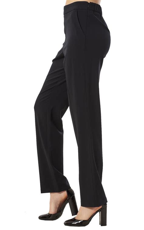 ladies formal elasticated smart trouser stretch work straight leg