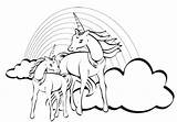 Unicorn Coloring Pages Rainbow Rainbows sketch template