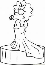 Simpson Maggie Coloring Pages Red Carpet Oscar Dress Color Coloringpages101 Getcolorings sketch template