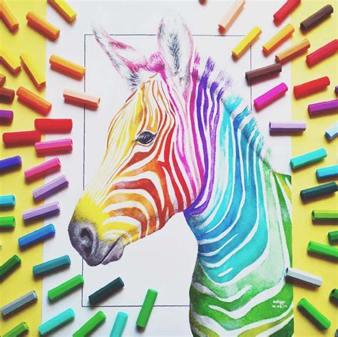 drawing   zebra surrounded  crayons