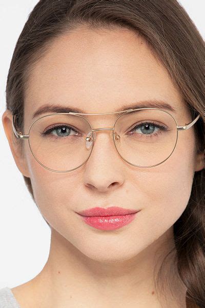 Golden Aviator Prescription Eyeglasses Large Full Rim Metal Eyewear