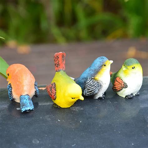 pc small bird figurines ornaments outdoor resin animal figurines garden statues decoration