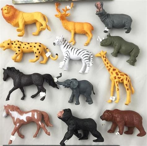 pack assorted play   rubber zoo wild animals toy plastic pvc play animal ebay