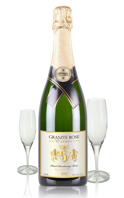 champagne bottle transparentmockup granite rose estate