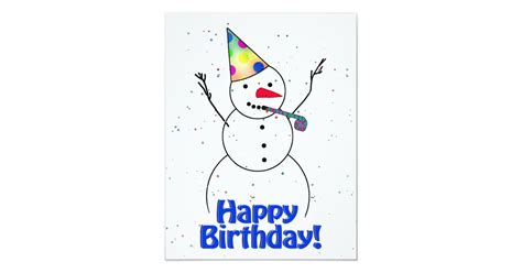 happy birthday snowman card zazzle