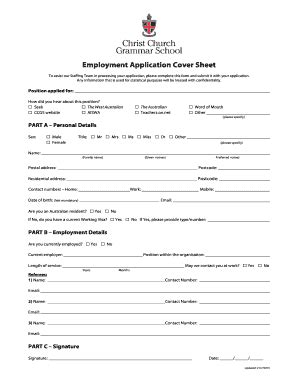 fillable  employment application cover sheet ccgswaeduau fax