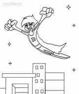 Danny Phantom Coloring Pages Superhero Flying City Over Print 960px Xcolorings sketch template