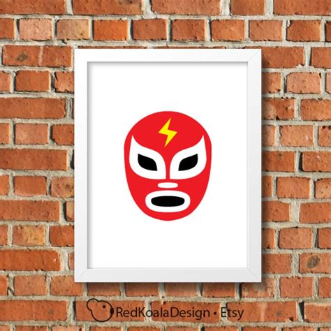 luchador mask print lucha libre print digital prints mexico etsy