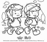Coloring Kids Children Helping Friends Child Nice Check Little sketch template