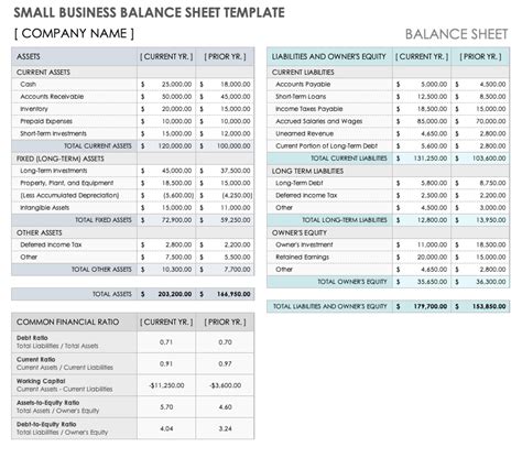 simple small business balance sheet template