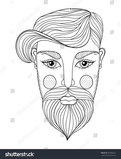 zentangle portrait man face mustache beard stock illustration