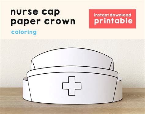 nurse cap hat paper crown party coloring printable kids craft