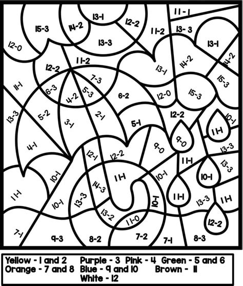 number coded subtraction coloring pages