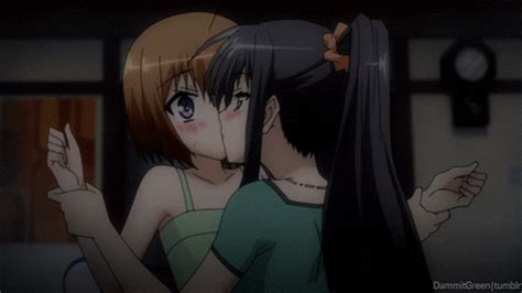 xbooru 3girls after kiss ahoge anime antenna hair arm