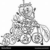 Cartoon Berry Fruits Coloring Vector Book Royalty sketch template
