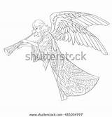 Angel Coloring Christmas Lineart Doodle Book Shutterstock Vector Stock Preview sketch template