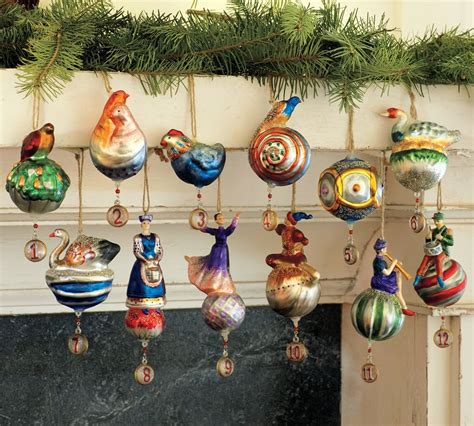 12 Days Of Christmas Mercury Christmas Ornaments Set Of 12 Pottery Barn