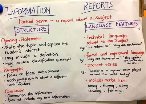 information reports structure  language features information report