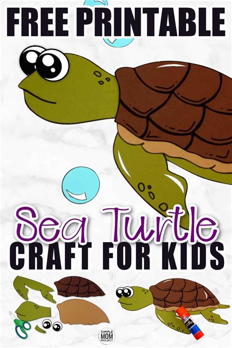 cut  paste sea turtle craft  kids   template simple mom