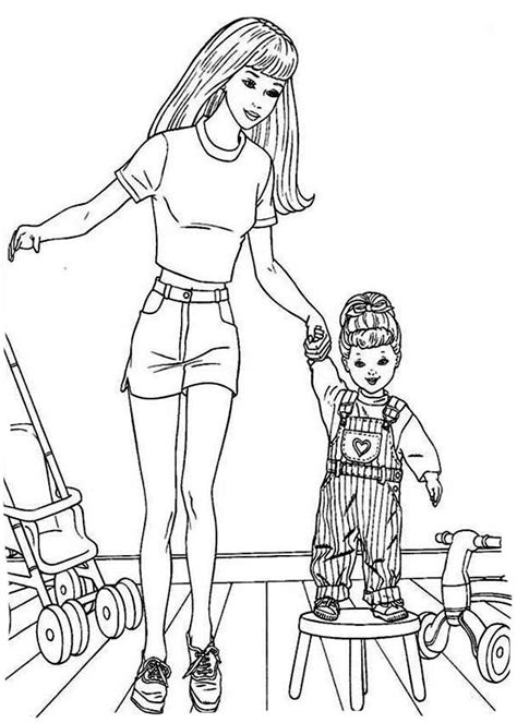 barbie doll   daughter coloring page barbie doll