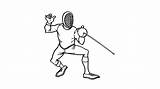 Drawing Fencer Fencing sketch template