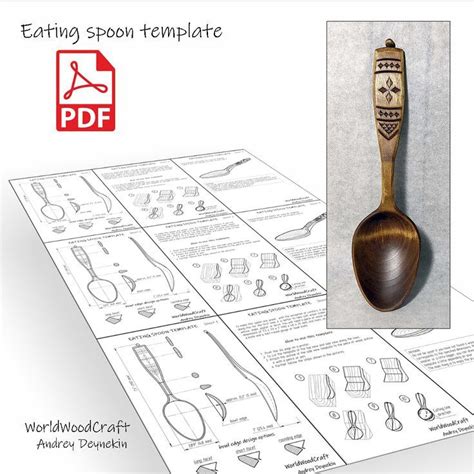 wooden spoon template sheet  printable eating spoon draw inspire