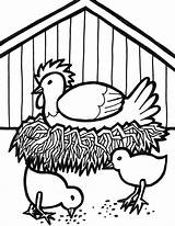 Coloring Farm Pages Animals Chicken Hen Activities Little Crafts Diy sketch template