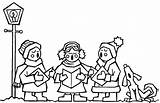 Caroling Coloring Christmas Pages Children Carolers Kids sketch template