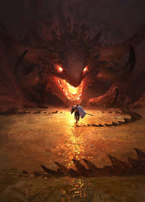 fantasy art  dragon hunting  zhengyi