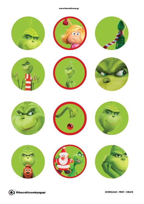printable grinch cupcake toppers