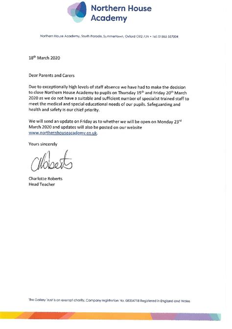 closure letter bardwell school