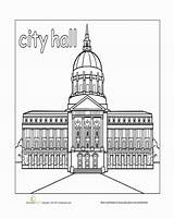Hall Coloring Town City Pages Preschool Worksheets Education Paint English Places Drawing Choose Board Colouring Worksheet Child sketch template