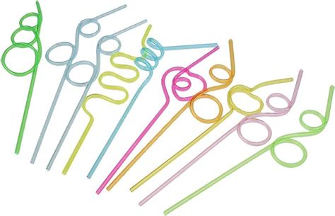 magideal pack of 10 crazy colors curly drinking straws sipping straws