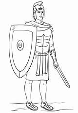 Roman Coloring Soldier Drawing Pages Ancient Soldiers Rome Kids Printable Drawings Romans Easy Paper sketch template