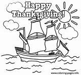Thanksgiving Coloring Happy Pages Mayflower Sheets Printable Kids Turkey Kindergarten Color Print Activities Drawing Printables Ship Preschool Fall Cute Funny sketch template