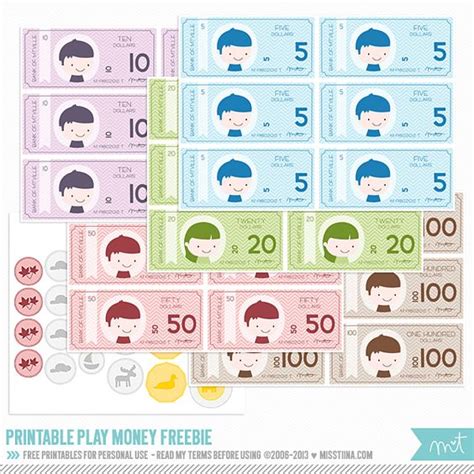 printables play money misstiinacom blog  tiina