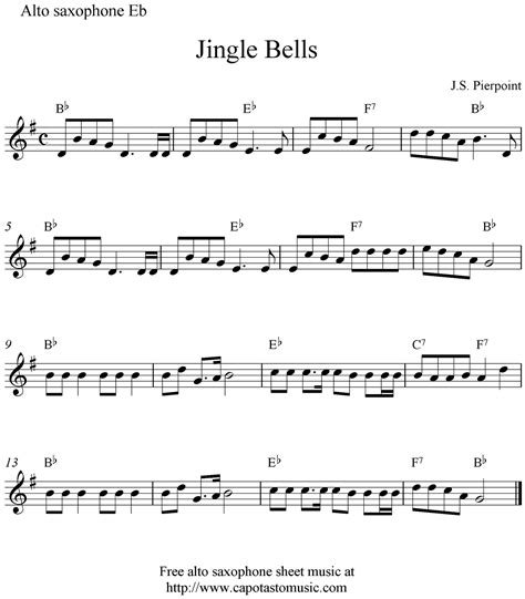 jingle bells  christmas alto saxophone sheet  notes