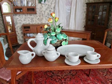 miniature tea set mini tea set  tray  piece set style  clearance priced dollhouse