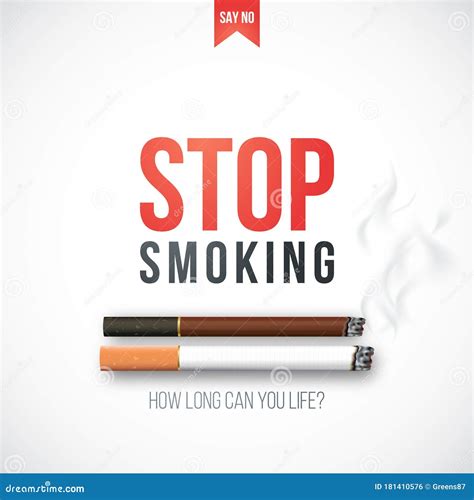 stop smoking banner   realistic cigarettes smoke  warning
