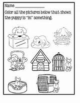 Worksheets Prepositions Coloring Cards Preposition Positional Pages Word Template sketch template