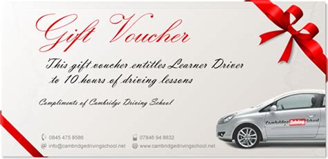 template  printable driving lesson gift voucher template