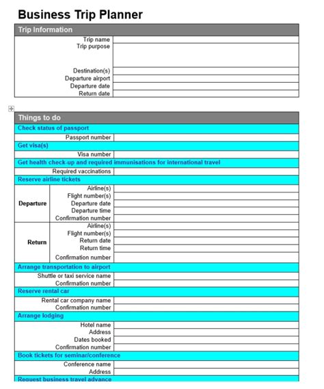 Give 2 Business Trip Planner Checklist Templates As Shown