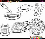 Restaurantes Oggetti Objetos Boyama Alimento Coloritura Messa Alimentari Colorare Yemek Ilustracion Restaurante Objets Alimentaires Conjunto Karikatur Gida Kitabi Sayfa Ayarlamak sketch template