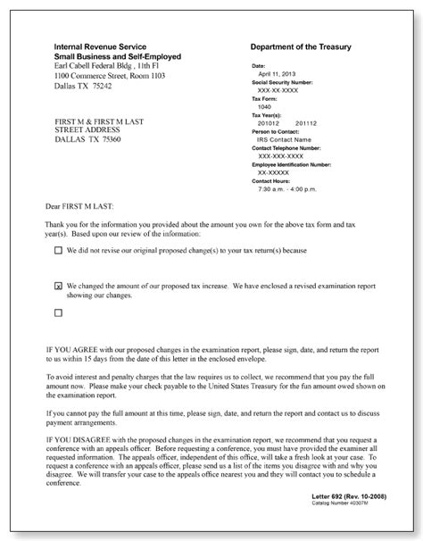 irs audit letter  sample